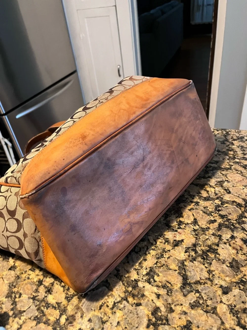 Coach Tan and Brown Signature Canvas Tote - Picture 3 of 7